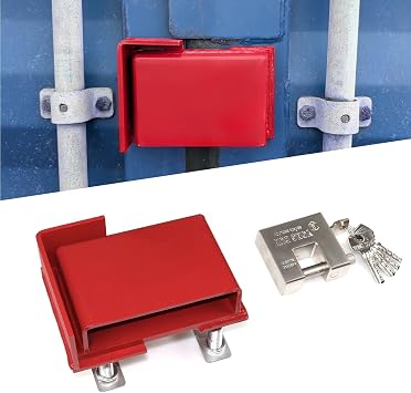 Door Lock Protection Device Shipping Container Lock Box | Heavy Duty Bolt-On Keyed Box Accessories with Padlock & 5 Keys