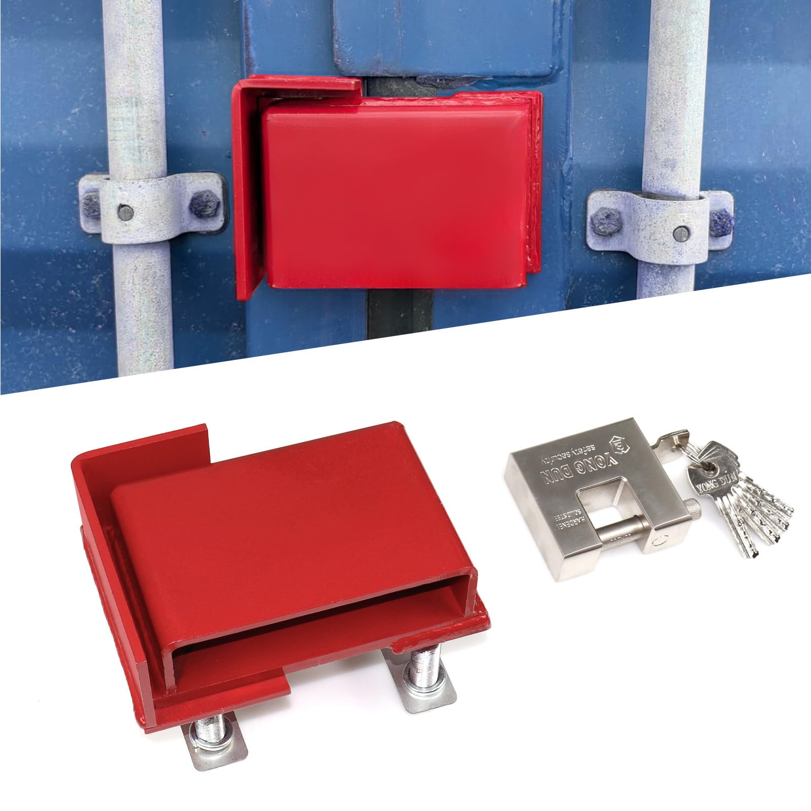 Dispositivo de protección de cerradura de puerta, caja de bloqueo de contenedor de envío, accesorios de caja con llave atornillada resistente con candado y 5 llaves