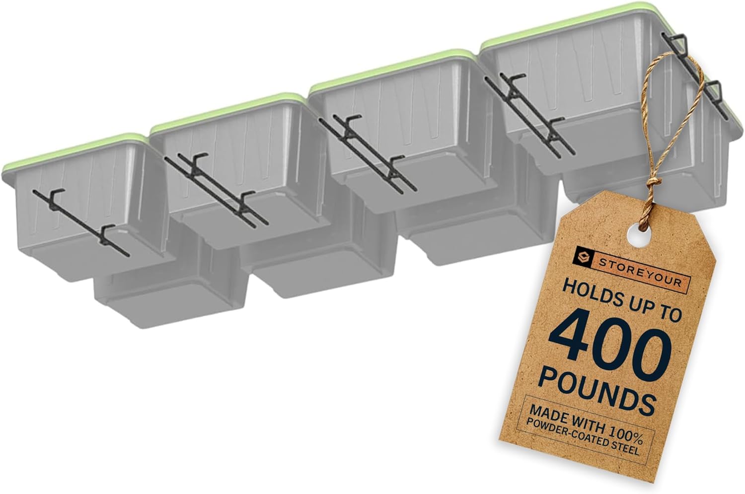 StoreYourBoard Overhead Tote Loft Bin Rail System - Garage Ceiling Bin Rack for Garage Storage - Adjustable Tote Slide Rails - Organization and Storage for 8 Bins - Black