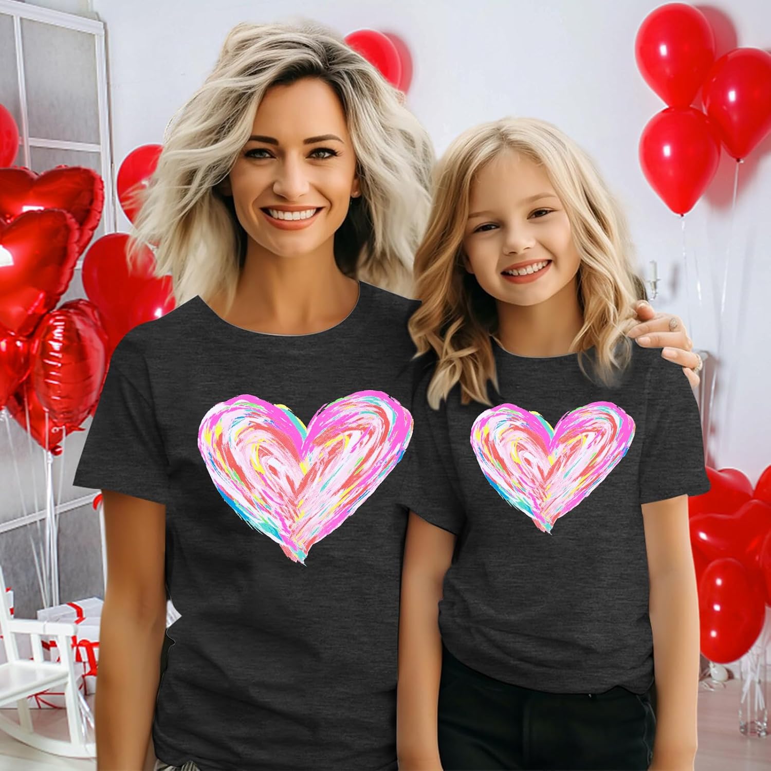 Mommy and Me Valentines Day Outfits: Valentines Day Shirt Women Love Heart Mom and Baby Matching Outfits - Image 2