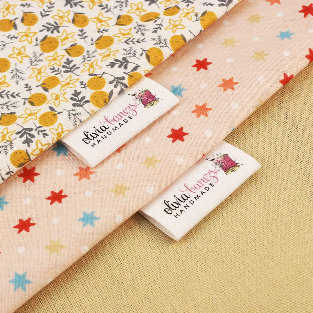 40x60mm Baumwolle mit Logo oder Text Nähzubehöretikett, Anhänger für gestrickte Dinge, individuell, personalisiert, handgemachtes Etikett, Geschenkanhänger - 500 Stück beige