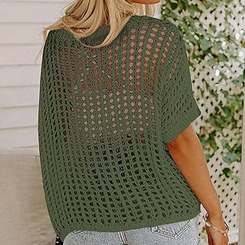 Amazon.com: Women's Crochet Hollow Out Sweater Off Shoulder