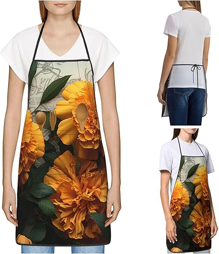 Miniatura 5 de NONHAI Kitchen Cooking Aprons for Women Men Monkey Waterproof Bib Apron with Pockets Adjustable Chef Apron