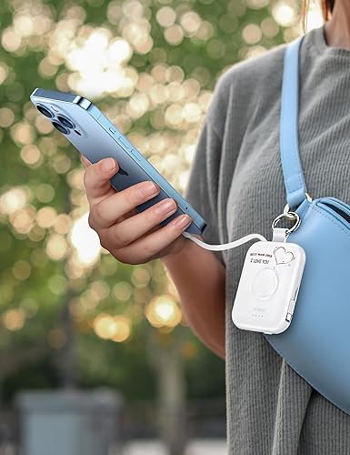 Miniatura 24 de RORRY Cargador portátil, cargador portátil de 5000 mAh con cables integrados, llavero de viaje para Apple Watch Ultra/11/10/9/8/7/6/SE, iPhone Azul