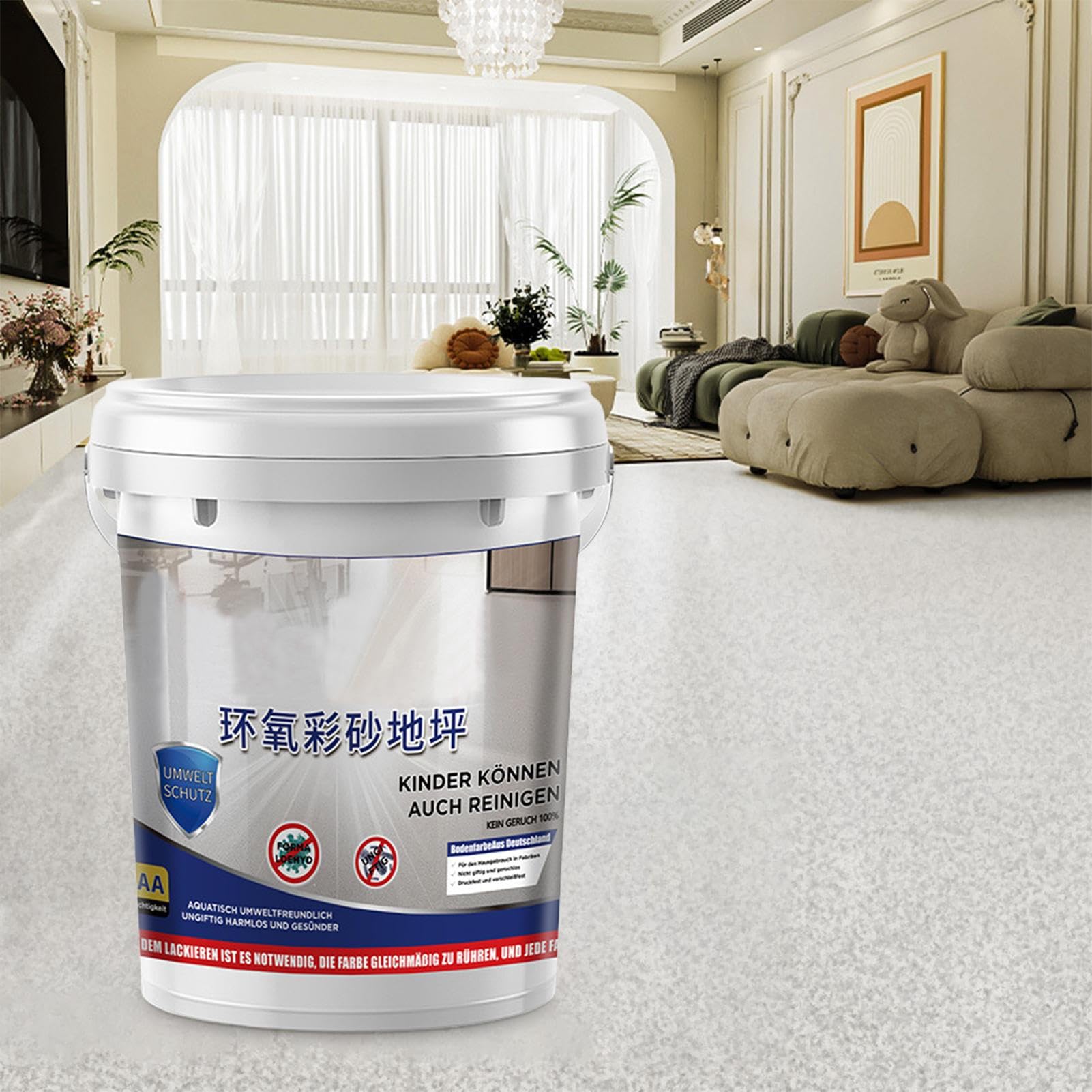 Epoxyharz-Bodenfarbe | Epoxy-Bodenfarbe mit farbigem Sand - Glitzermarmoreffekt rutschfester wasserfester Fliesensand, Holz, Arbeitsplatte, Haus, Garage