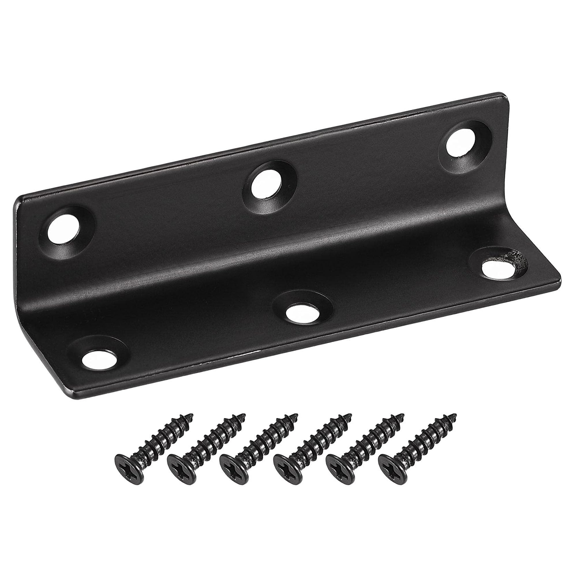TA-VIGOR Heavy Duty L Brackets, 22x22x80mm Black Stainless Steel Corner Braces, 90 Degree Brackets with Screws