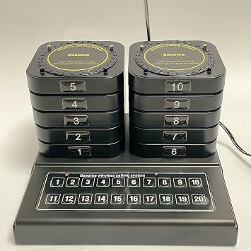 Wireless Paging System for Restaurant Waiter Serivce Queue Number Call Wireless Calling System for for Restaurant Church Food Truck Coffee Shop Office 10 pagers+1caller
