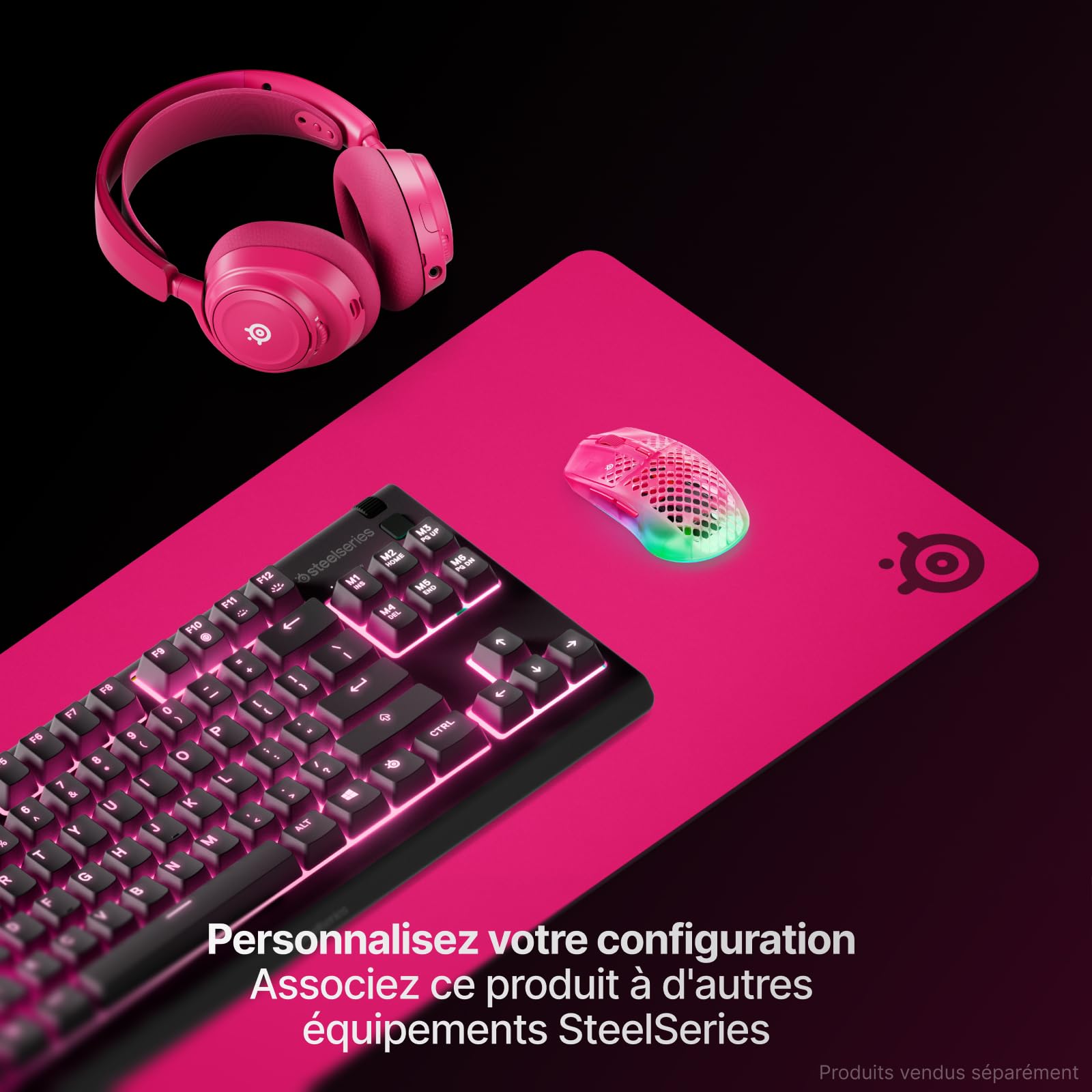 SteelSeries QCK Heavy- Tapis de Souris Gaming - Base antidérapante épaisse, Suivi précis optimisé FPS/MOBA/RTS/MMO - Disponible en XXL 900×400×4 mm, Magenta
