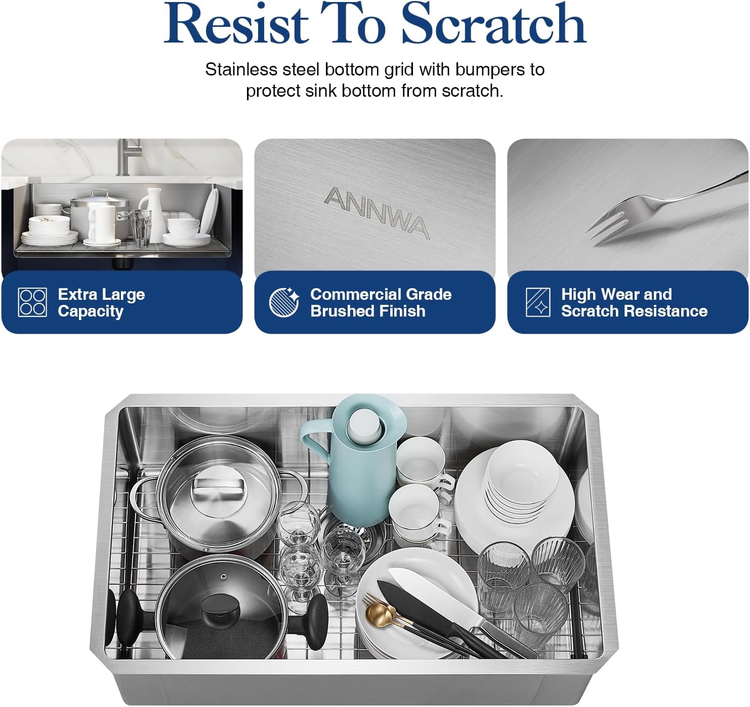 32 inch Kitchen Sink Undermount Stainless Steel Workstation 32x19x10 inch 16 Gauge Under Counter Kitchen Sinks Basin with Accessories Single Bowl Kitchen Sink