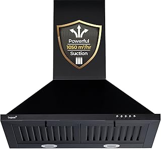 Livpure Alder Neo 60 cm 1050 m3/hr Pyramid Kitchen Chimney with Elegant Look, Double Baffle Filter, Push Button, Dual LED Lamps (Black) |5 Years Warranty on Motor,1 Year Comprehensive) by Livpure