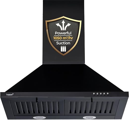 Livpure Alder Neo 60 cm | Pyramid | 1050 m³/hr Suction | Baffle Filter | Push Button Control | Low Noise | 5 Year Motor +1...
