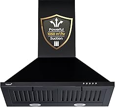 Livpure Alder Neo 60 cm 1050 m3/hr Pyramid Kitchen Chimney with Elegant Look, Double Baffle Filter, Push Button, Dual LED Lamps (Black) |5 Years Warranty on Motor,1 Year Comprehensive) by Livpure