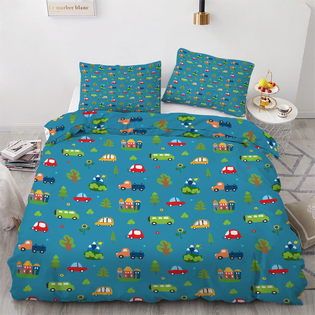 Parure de lit cartoon voiture 3D réversible pour relooker une chambre d'ado ou d'adulte