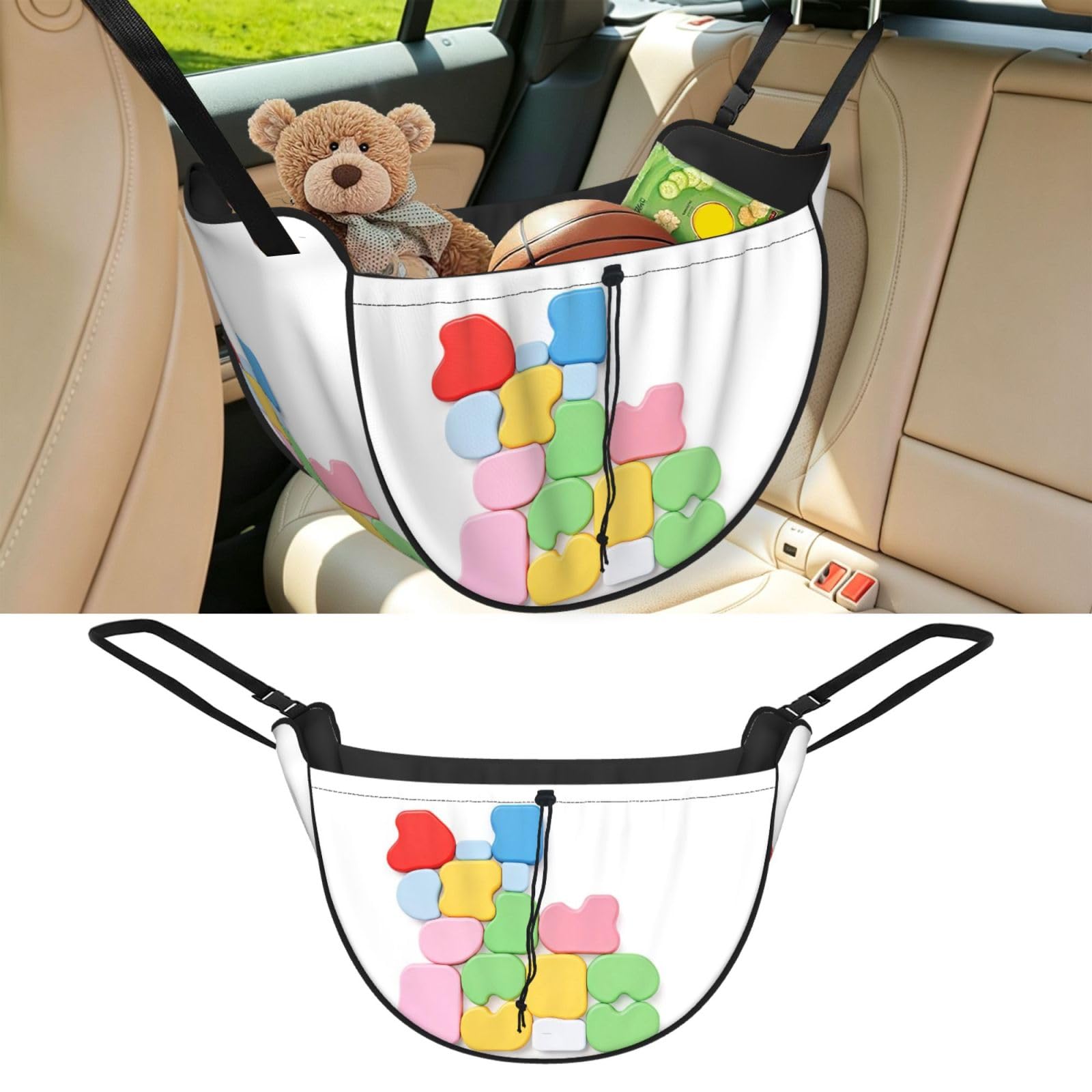 Cntdbu Black Color Block Car Seat Organizer-Backseat Storage Bag For Travel