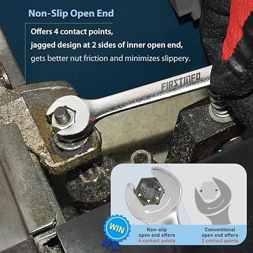 Miniatura 3 de FIRSTINFO F3432A Juego de llaves combinadas de trinquete con extremo de caja métrica antideslizante en forma de V (72T), 7 piezas, bandeja mecánica