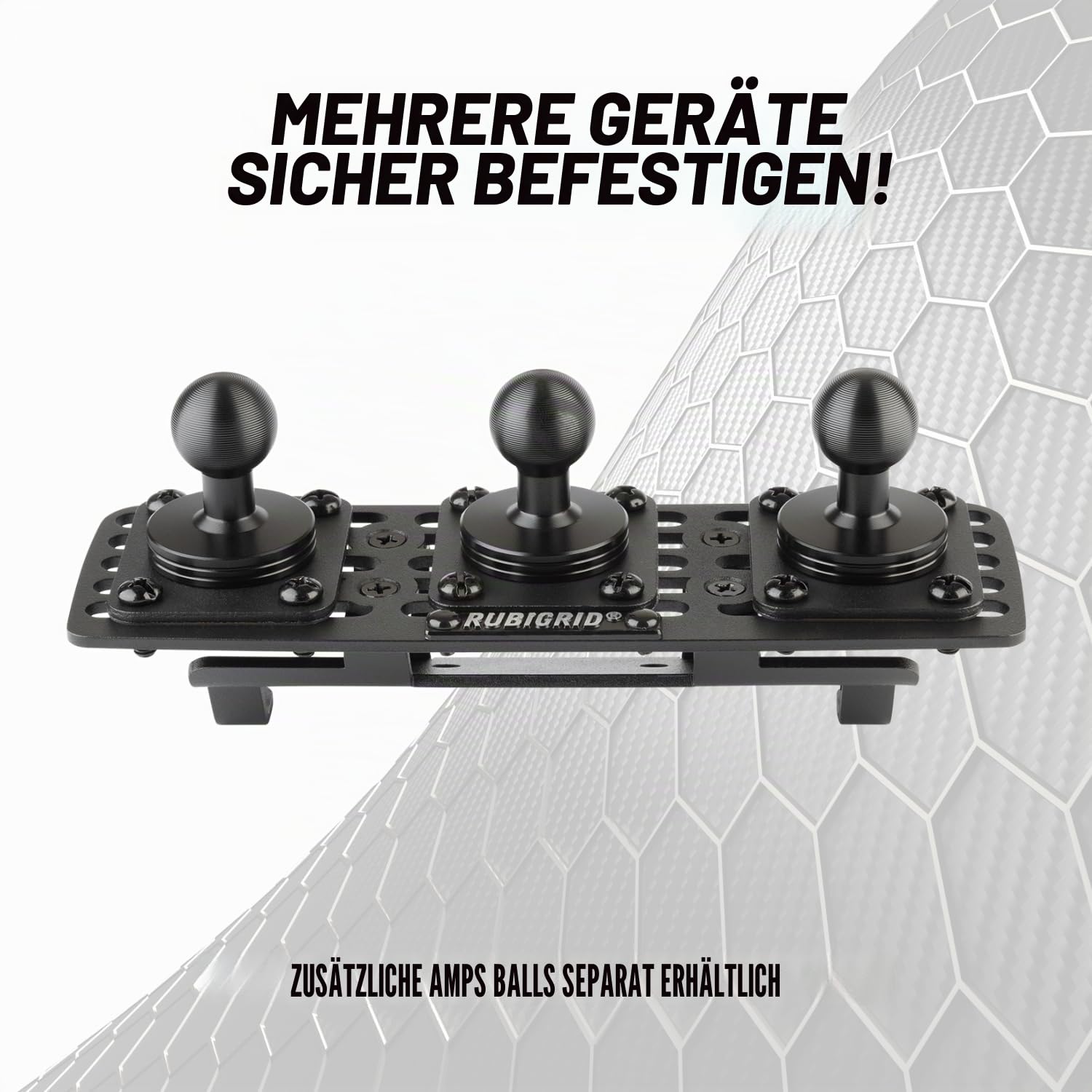 Bulletpoint Armaturenbrett-Handyhalter, kompatibel mit 2013–2018 RAM Truck & 2019+ RAM 1500 Classic 20 mm Kugelhalterung – kompatibel mit iPhone und Android-Smartphones (RubiGrid