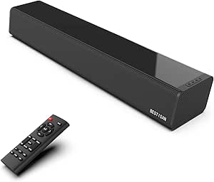 melhor soundbar custo beneficio: BESTISAN Barras de Som para Tv, Pc, Jogos, Monitor, Barra de Som de 50 Watts com Conexões Bluetooth 5.0/Hdmi Arc/Óptica/Coaxial/Aux/Usb, 3 Modos de Áudio, Graves Ajustáveis, 16
