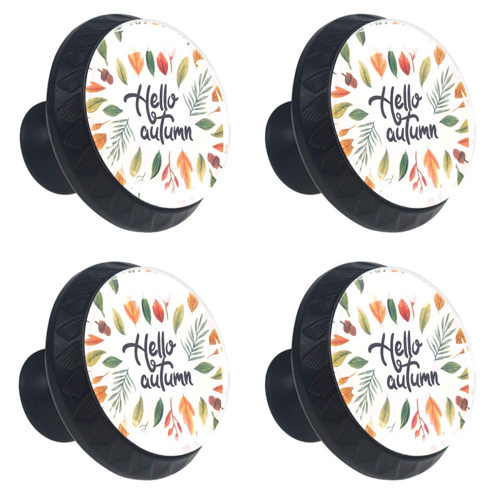 Boutons de tiroir en cristal au style automnal pour une décoration de chambre chaleureuse x4