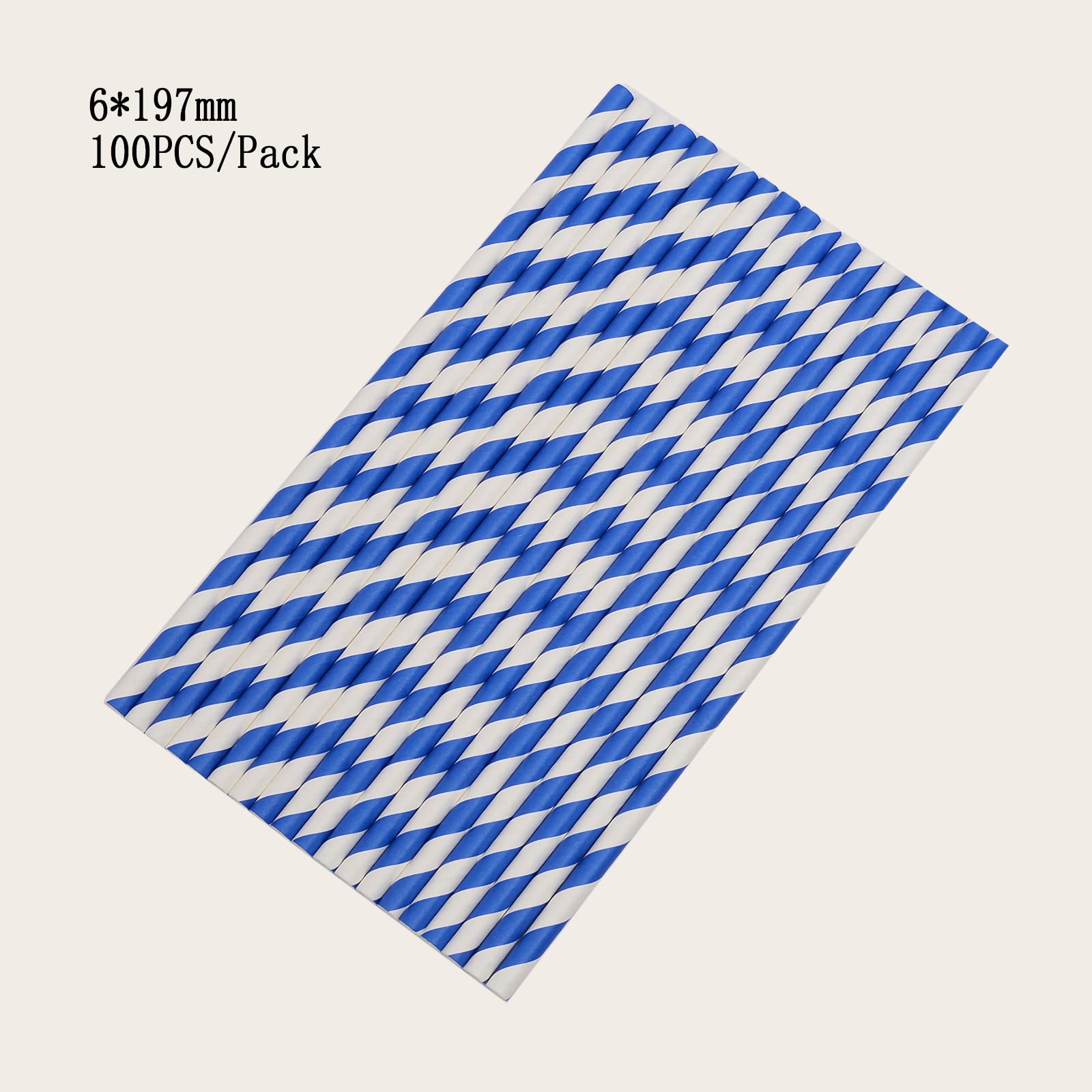 YAOSHENG Pack of 100 Red Paper Straws, Biodegradable, Colourful Drinking Straws, Suitable for Parties Weddings and Occasions (Blue) - Image 2