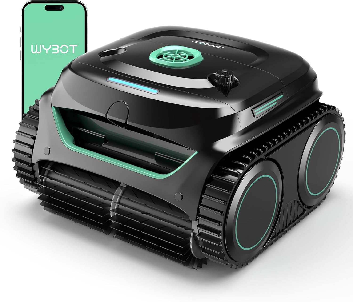 WYBOT C2 Cordless Robotic Pool Cleaner, Pool Vacuum for Inground Pools | Dual Filter with Ultra-fine Filtration, Lasts 180 Mins, Floor, Wall & Waterline Cleaning, App Control, Black&Green-B