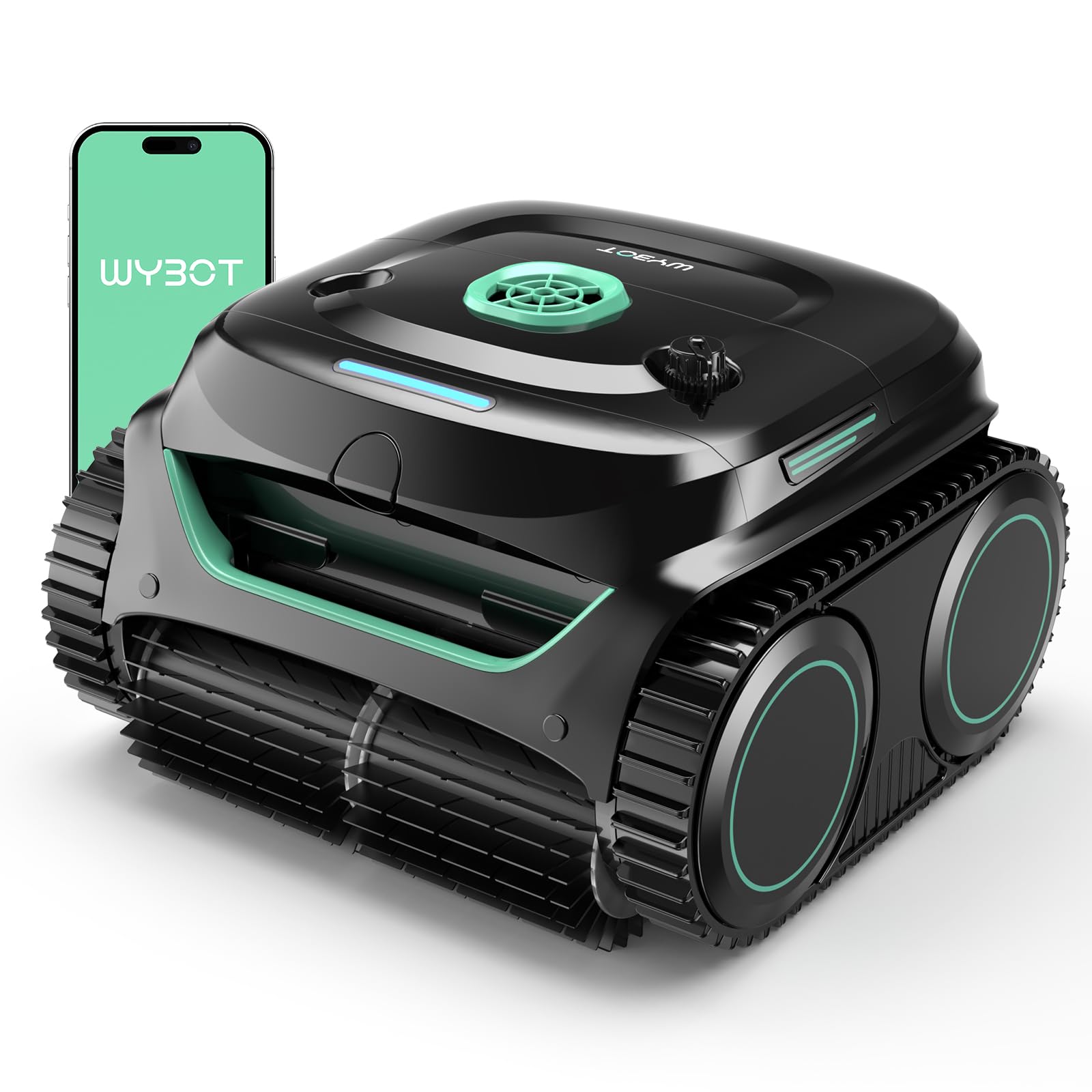 WYBOT C2 Cordless Robotic Pool Cleaner, Pool Vacuum for Inground Pools | Dual Filter with Ultra-fine Filtration, Lasts 180 Mins, Floor, Wall & Waterline Cleaning, App Control, Black&Green-B
