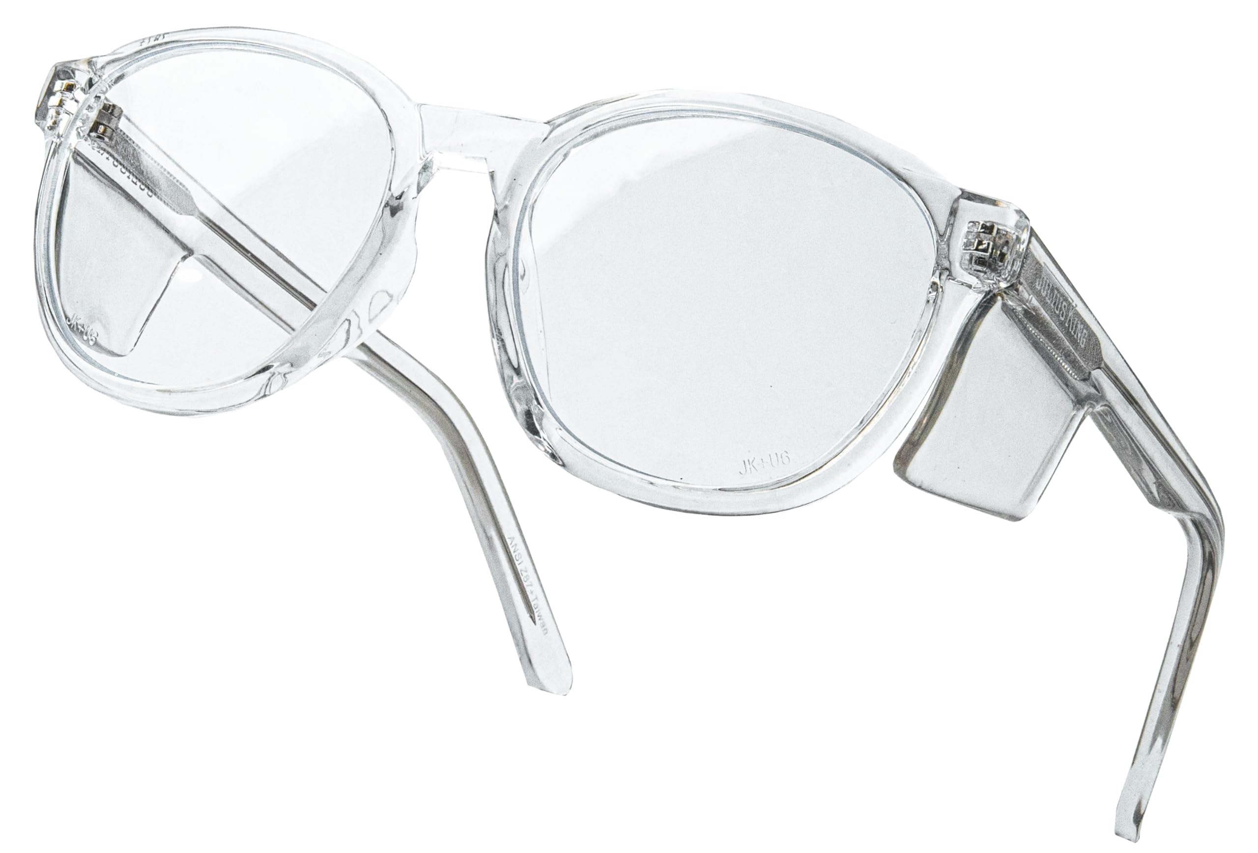 Julius King Side Shield Safety Glasses Z87+ Certified, Round Frame, Anti-Fog Coated, Anti Glare, Scratch Resistant, Durable and Stylish, Eyewear for Men & Women (Clear Lens)