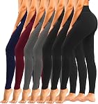 we fleece 7 Pack High Waisted Leggings for Women Tummy Control Soft Workout Athletic Yoga Pants