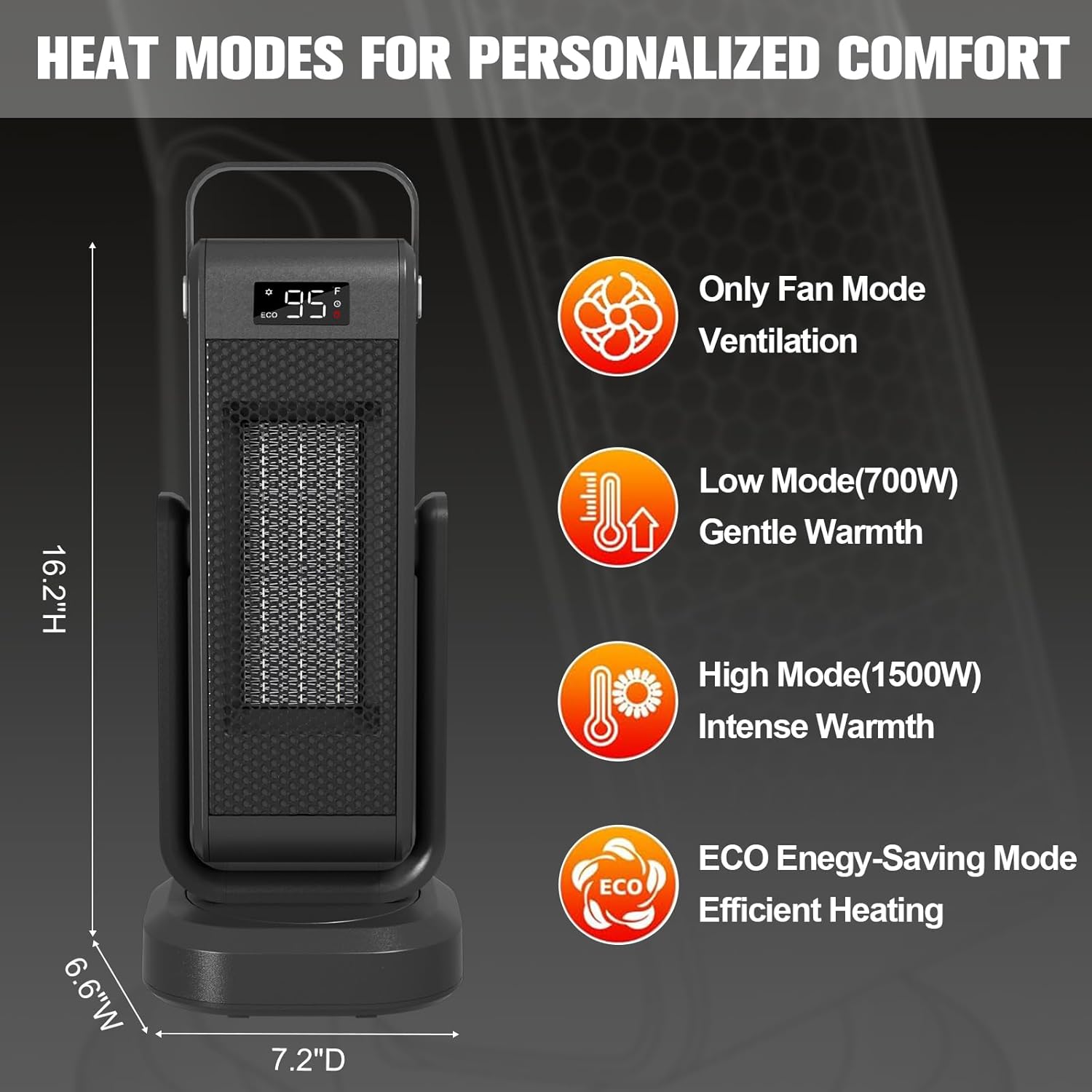 familyjoy Space Heater Indoor,Portable Heater Large Room - 17'' Ceramic Tower Space Heaters Indoor Use,Fast Heating w/Thermostat,90° Oscillation,Remote Control,Best Gifts Men/Christmas/Birthday