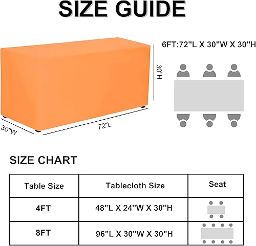 Miniatura 112 de PLOYMONO Paquete de 4 manteles ajustables color negro, fundas de mesa hasta el suelo para mesas rectangulares de 6 pies (72 x 30 pulgadas), mantel