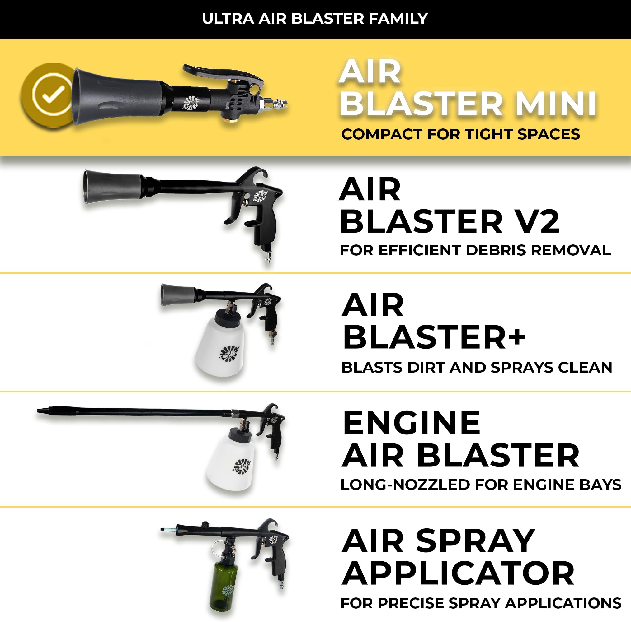 The Rag Company - Ultra Air Blaster Mini - Levanta y Elimina la Suciedad y los desechos para Detalles Interiores; diseño de Metal Duradero y ergonómico; Funciona con gatillo