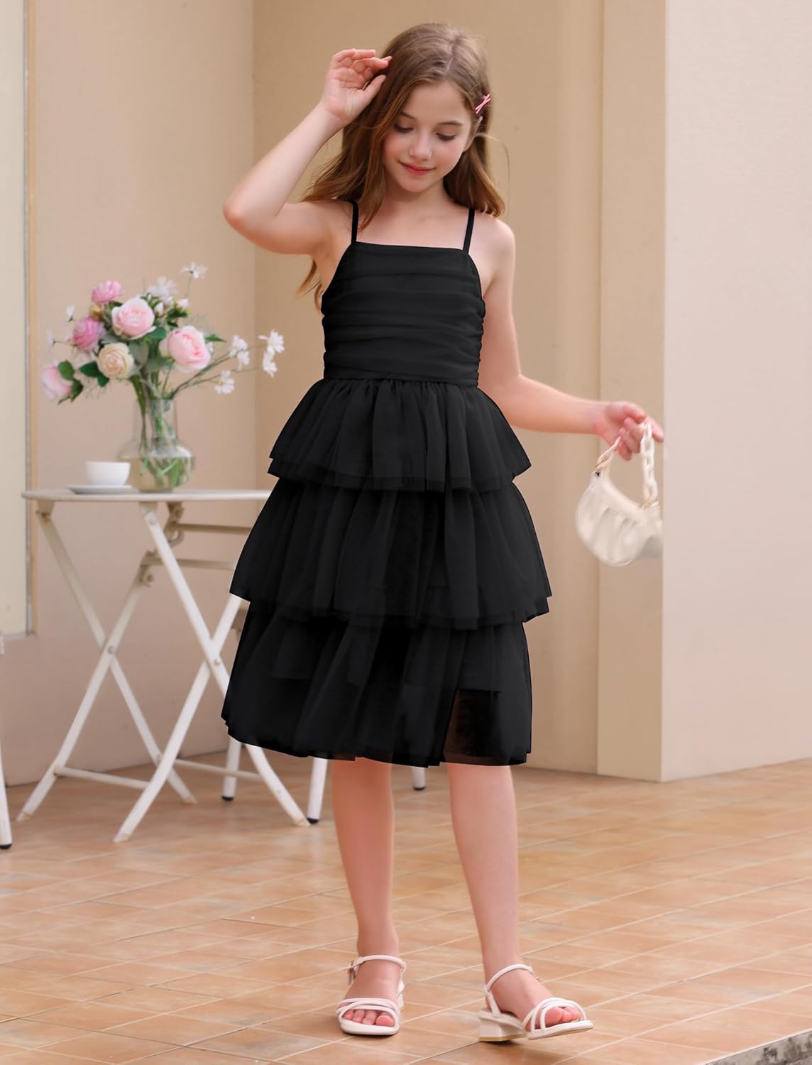Girl Ruffle Formal Wedding Tiered Tulle Dress Teen Pageant Birthday HOCO School Prom Outfits Junior Graduation Dress - Image 5