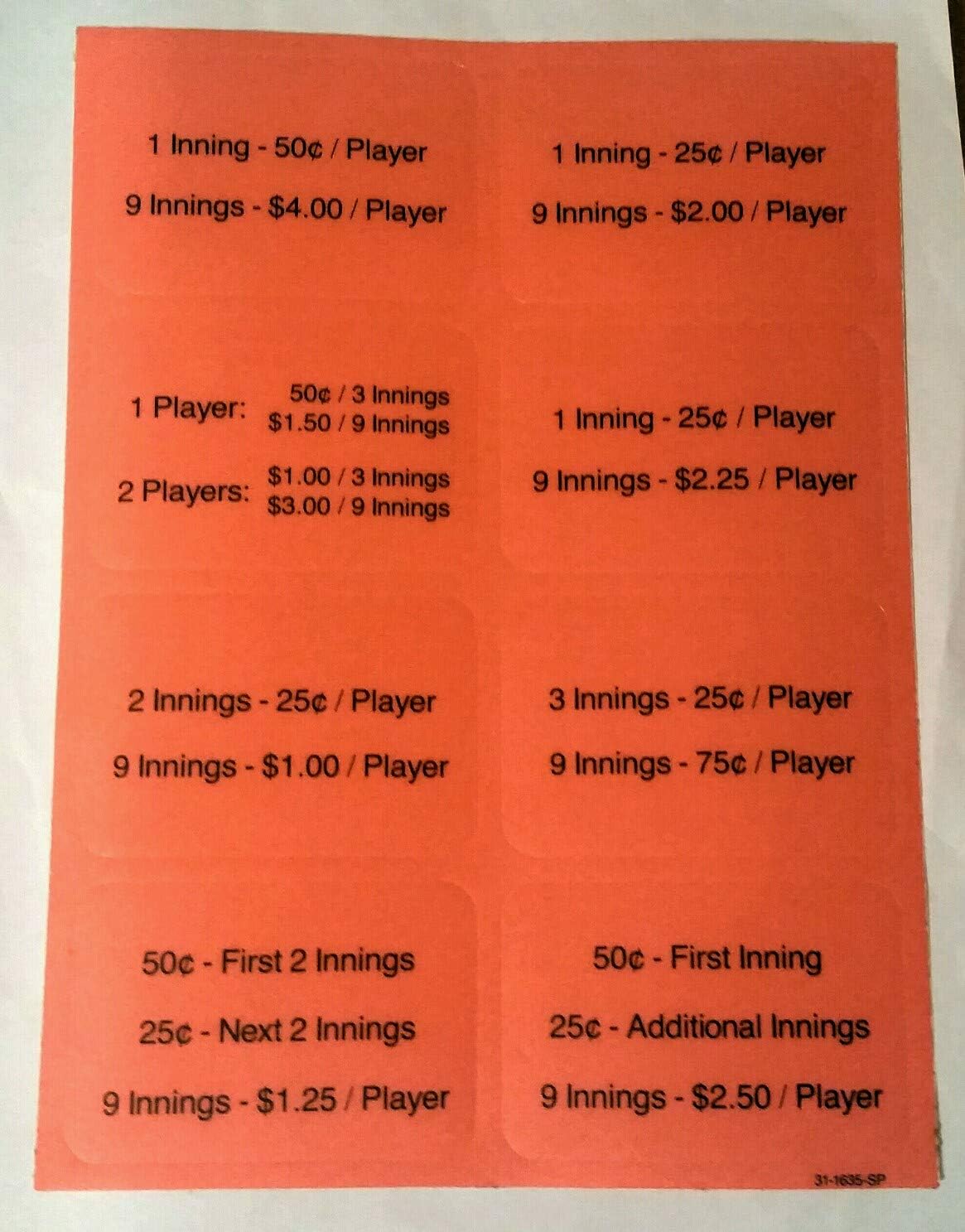 Williams Slugfest Baseball Pinball Coin Door Pricing Decal Set Toys & Games