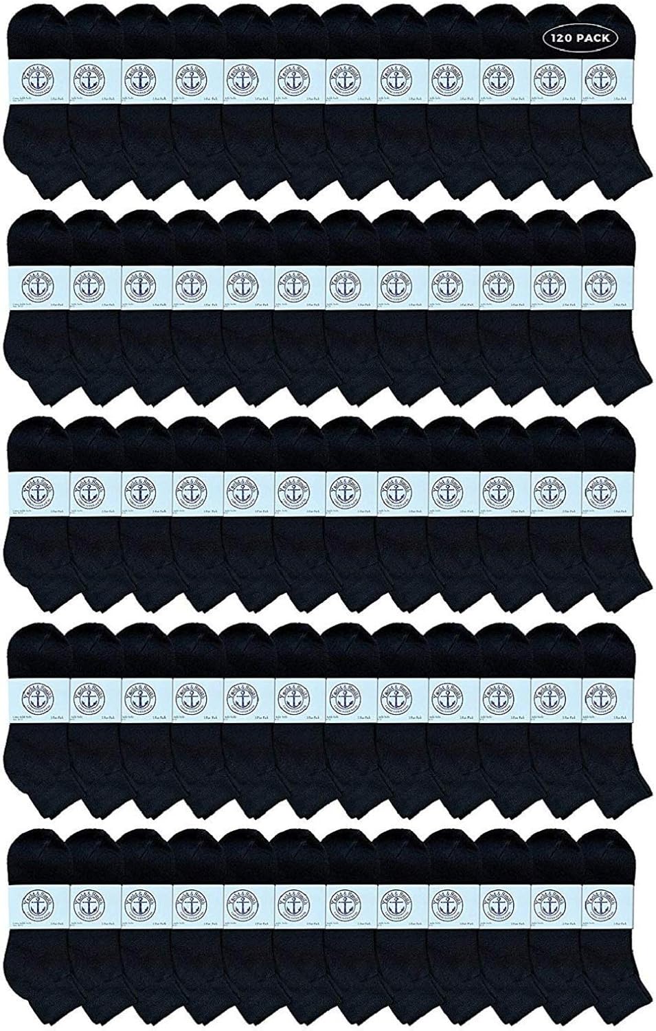 120 Pairs Of Yacht & Smith Men Wholesale Cotton Sport Athletic Mid Ankle Socks Bulk Case Pack Size 10-13
