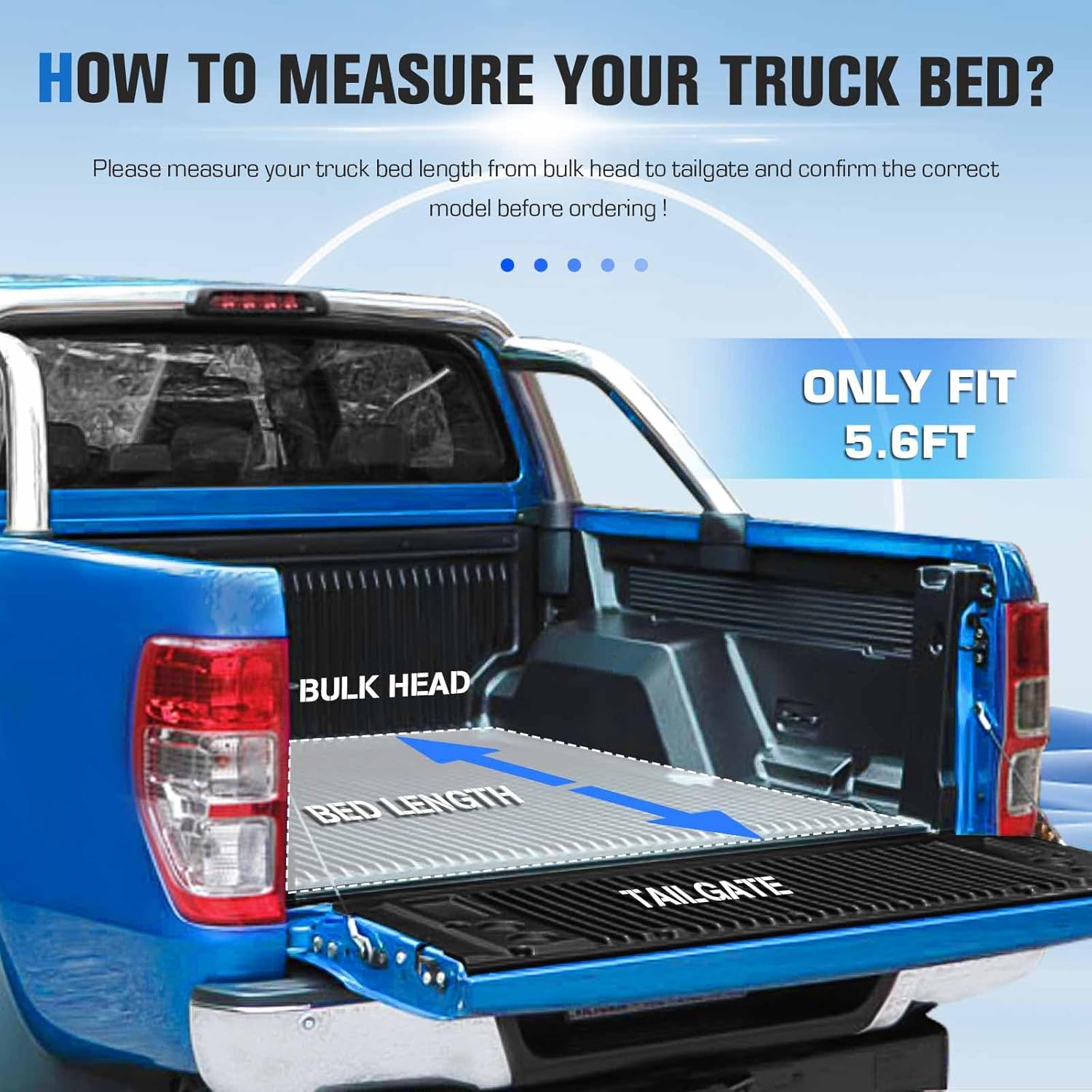ILONPA 5 Ft(60'') Hard Tri-Fold Truck Bed Tonneau Cover for Toyota Tacoma 2016-2025 Fiberglass and Waterproof Bed，fit Fleetside/Styleside only