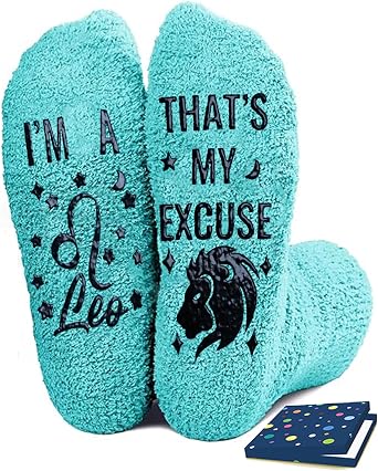 Zodiac Birthday Gifts, Astrology Constellation Horoscope Fuzzy Space Galaxy Socks for Women Teen Girls