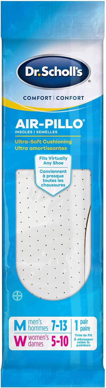 Dr. Scholl's AIR-PILLO Insoles // Ultra-Soft Cushioning and Lasting Comfort  with Two Layers of Foam that Fit in Any Shoe (One Size fits Men's 7-13 \u0026  Women's 5-10) : Amazon.ca: Clothing, Shoes