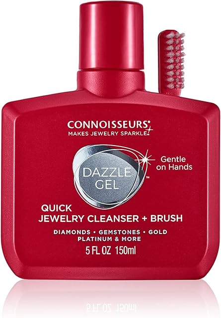 Connoisseurs Jewellery Cleaner Gel | 150ml Jewellery Cleaning Solution for Silver, Gold, Diamonds & Gemstones to Restore Sparkle with Cleaning Brush
