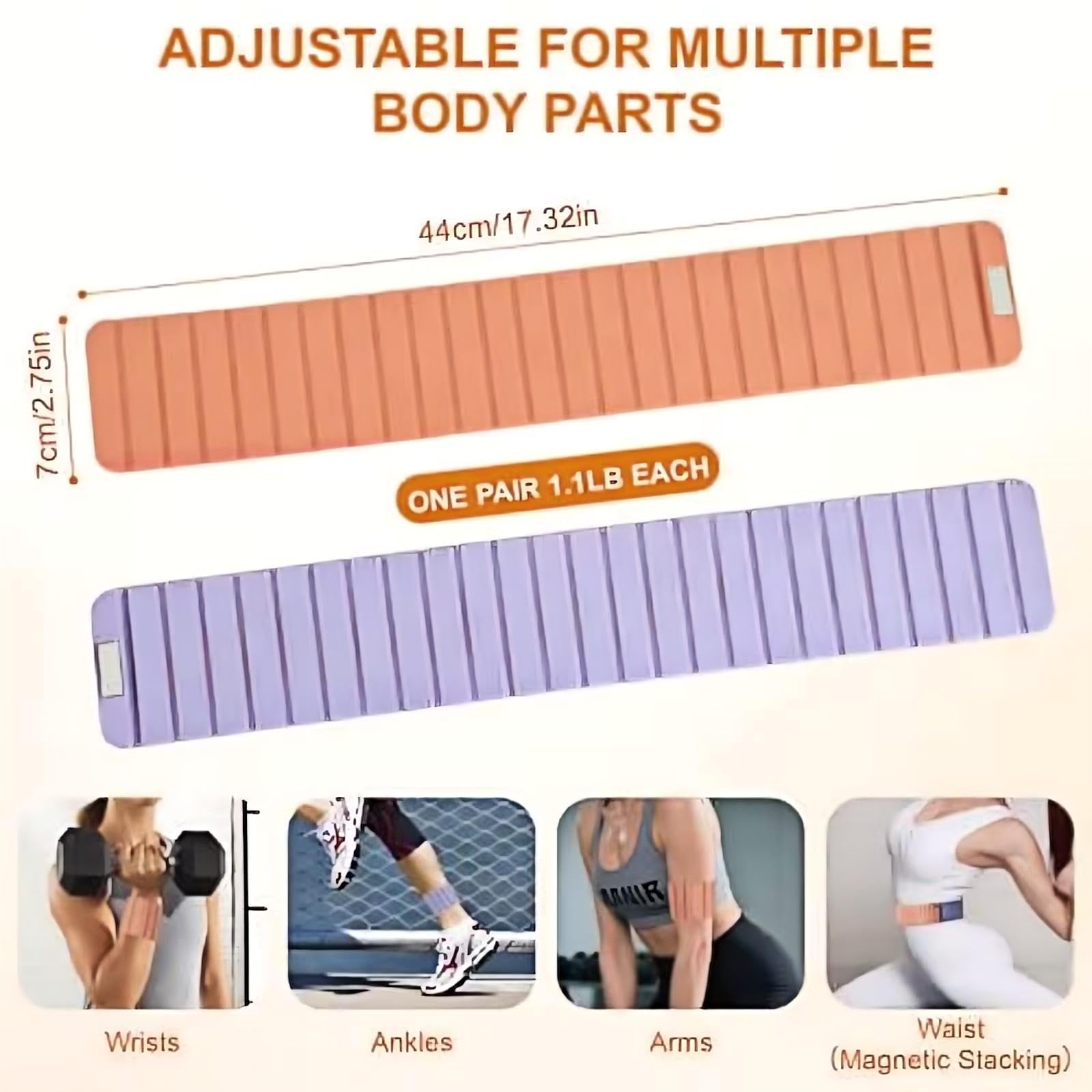 Pesas de tobillo para mujeres y hombres, juego de 2 pesas de muñeca ajustables (1 libra cada una), pesas de pierna/brazo, pulseras de pesas de muñeca y tobillo para yoga, pilates, correr, fitness