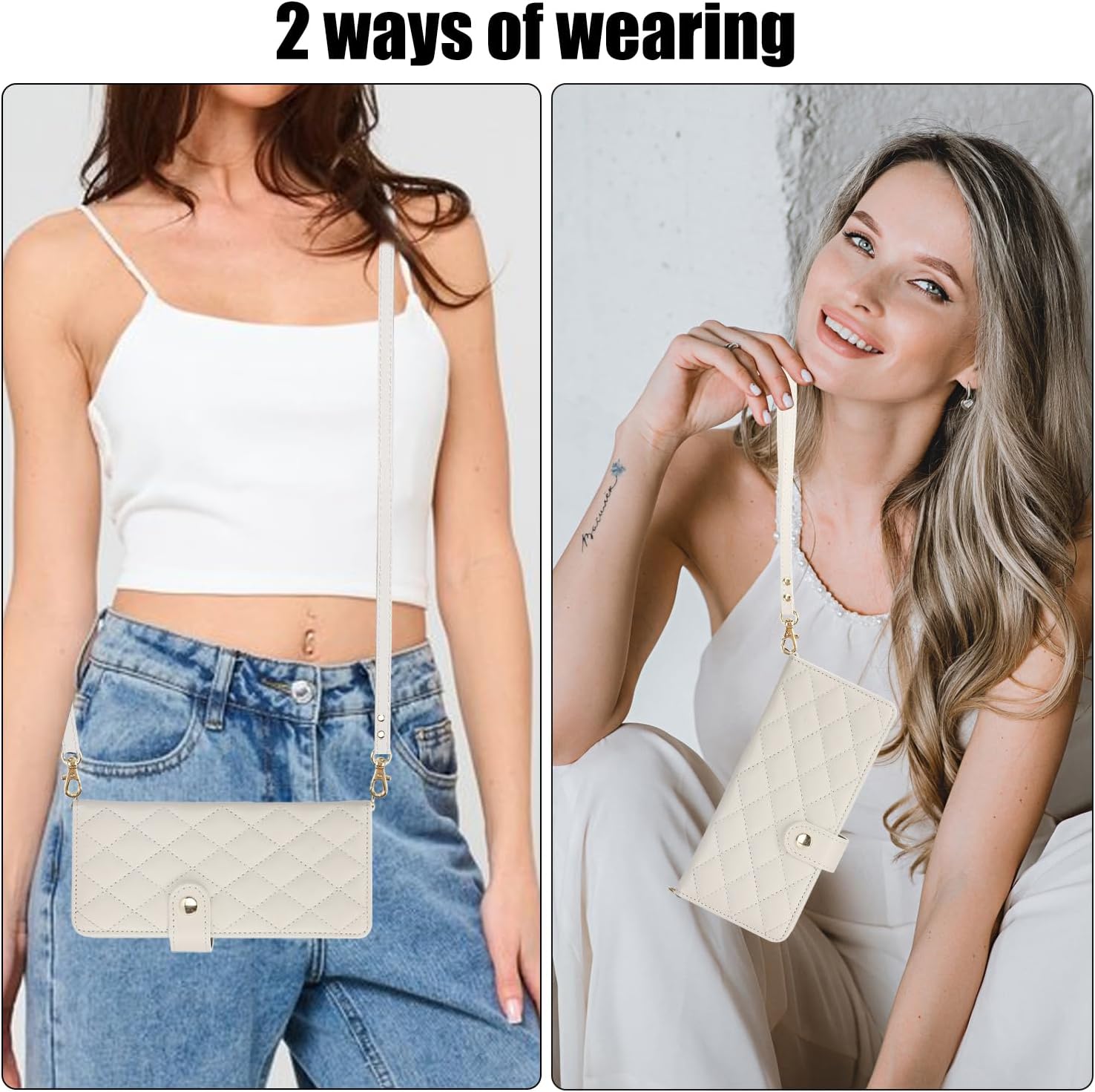 for Samsung Galaxy Z Fold 4 Wallet Case with 6 Credit Card Slots and S-Pen Slot, RFID Blocking, Adjustable Strap, Multi Card Function Premium Leather Magnetic Clasp Kickstand Cover.(White)