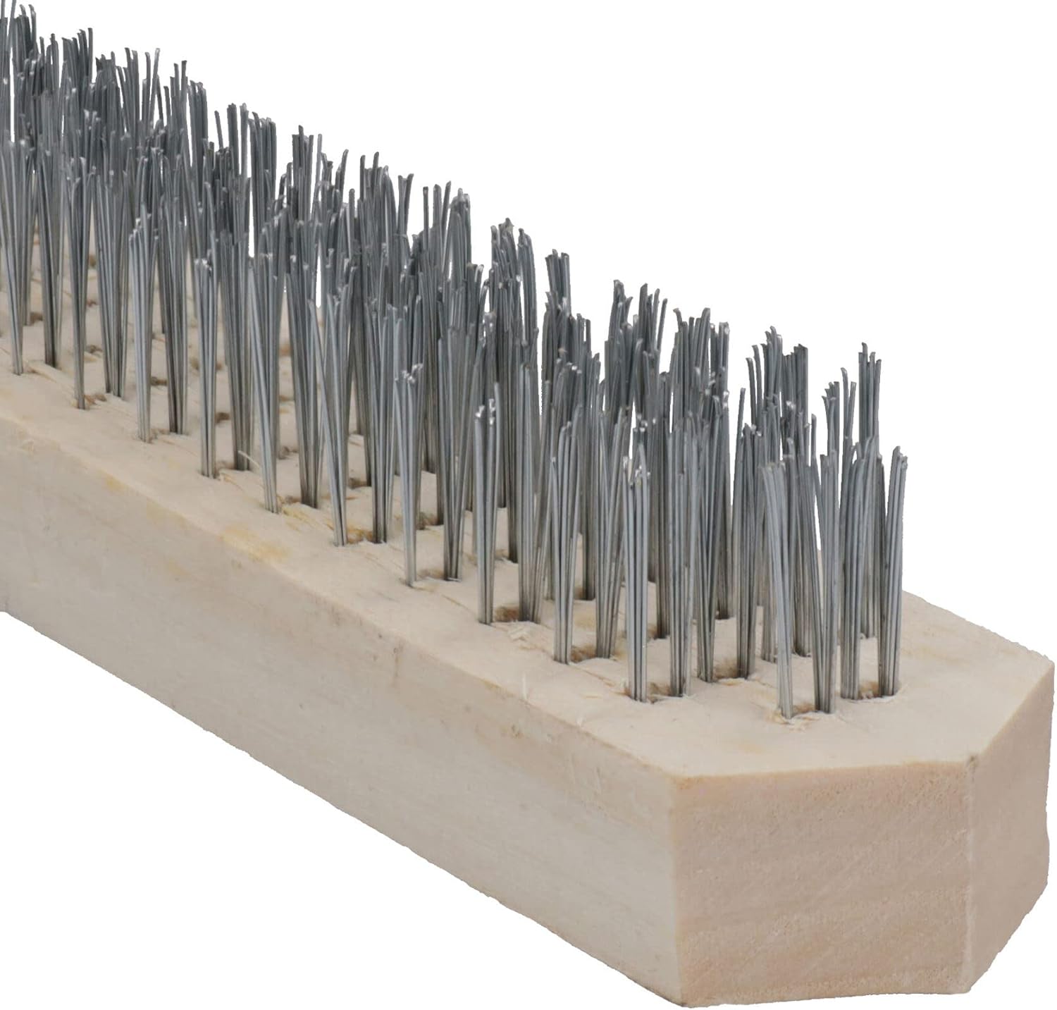 Wire Cleaning Brush 4 Rows of Steel Wire Bristles with Wooden Handle 10 Pack