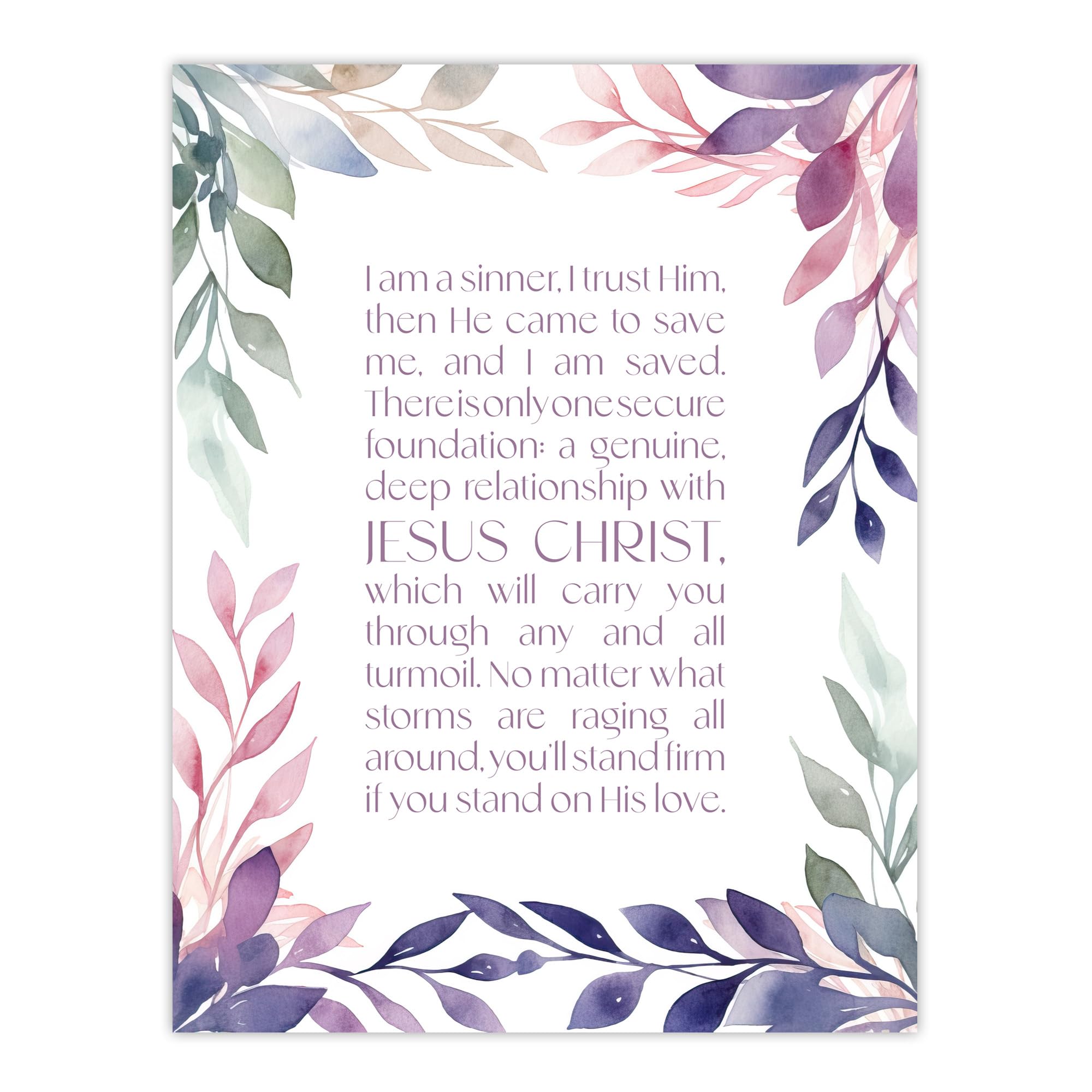 Artery8 I am a Sinner Charles Spurgeon Quote Jesus Christ Christian Bible Faith God Verse Revelations Violet Flowers Artwork Extra Large XL Wall Art Poster Print