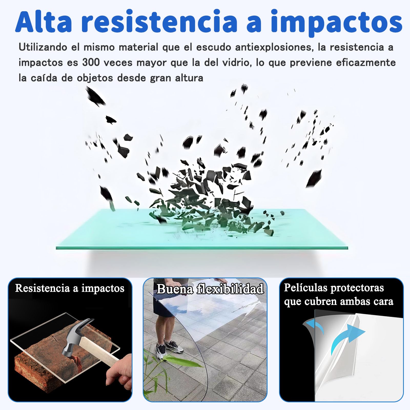 Planchas Transparentes Tejados 1mm, Lámina de policarbonato para techos 2m, Hoja Metacrilato PC Placa Acrílica Transparente, para Invernaderos, Techos, Cocheras, Jardin, Solarios, Terraza