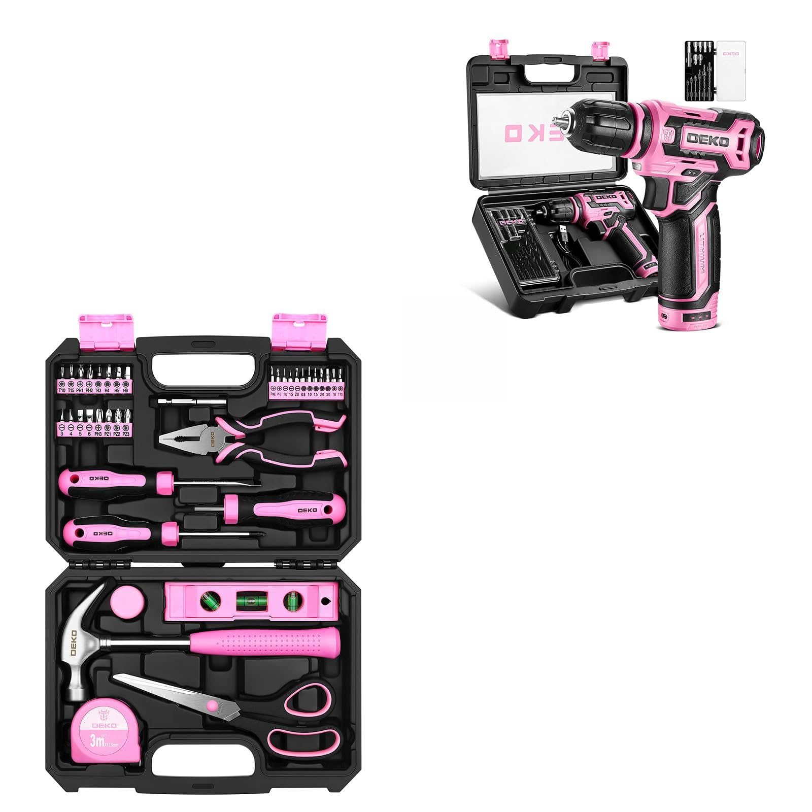 Boîte à outils rose 42 pièces pour monter vos meubles facilement