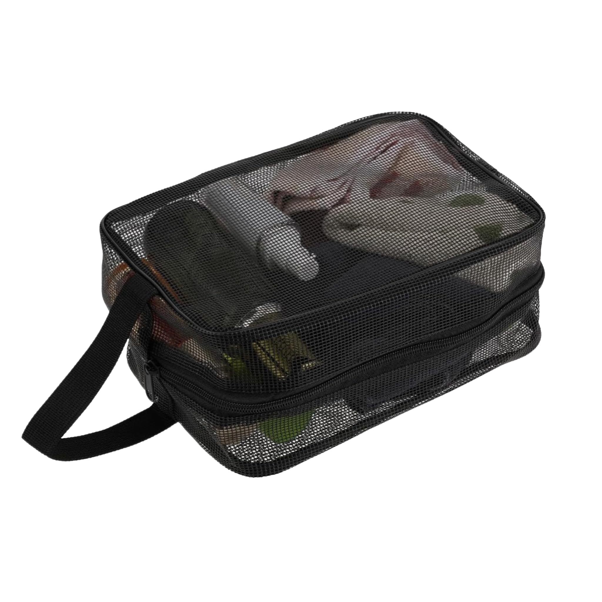 1 Pc Black Mesh Shower Bag Protable Toiletry Mesh Shower Caddy Travel Bag Quick Dry Tote Bag for