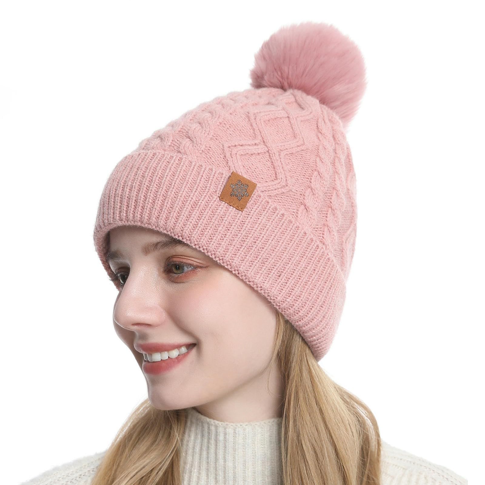 Wintermütze Schal Handschuhe Set Aus Strickmütze, Und Handschuhen, Mit Winterfleece Gefüttert, Warm, Outdoor-gehörschutzwolle -dreiteiliges Beige