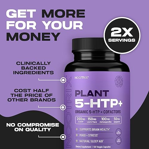 Miniatura 7 de Nootrix Suplemento Organic Plant 5 HTP+  Apoya la memoria, el enfoque mental, la salud cognitiva y la energía  Promueve el estado de ánimo saludable
