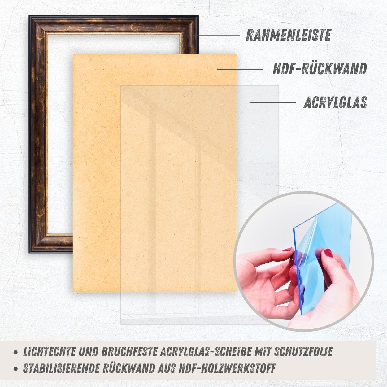 N°73 Barock Bilderrahmen 30x40 cm Bildmaß, Braun Schwarz Gold | breite Echtholz-Profilleiste, Acrylglas glasklar & bruchsicher, Vintage-Stil, HDF-Rückwand, Metallaufhänger, handgefertigt