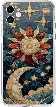 PrintiFy iPhone 11 ile Uyumlu Vitray Sol ve Luna Tasar ml   effaf Silikon K l f