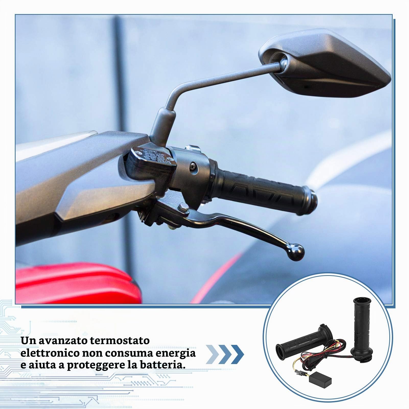 Manopole Riscaldamento Manubrio Moto Universali 22mm, Manubrio Riscaldato
