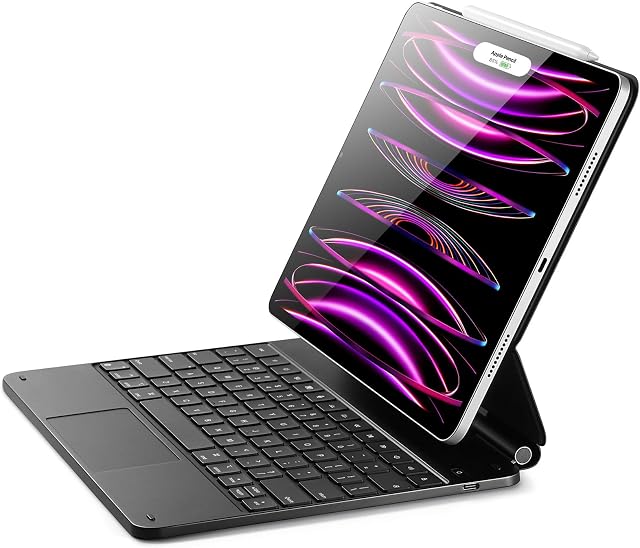 ESR iPad Keyboard Case for iPad Pro 12.9 inch (3rd, 4th, 5th, 6th Generation), Easy-Set Floating Cantilever Stand, Precision Multi-Touch Trackpad, Multi-Color Backlit Keys, Magic Keyboard, Black